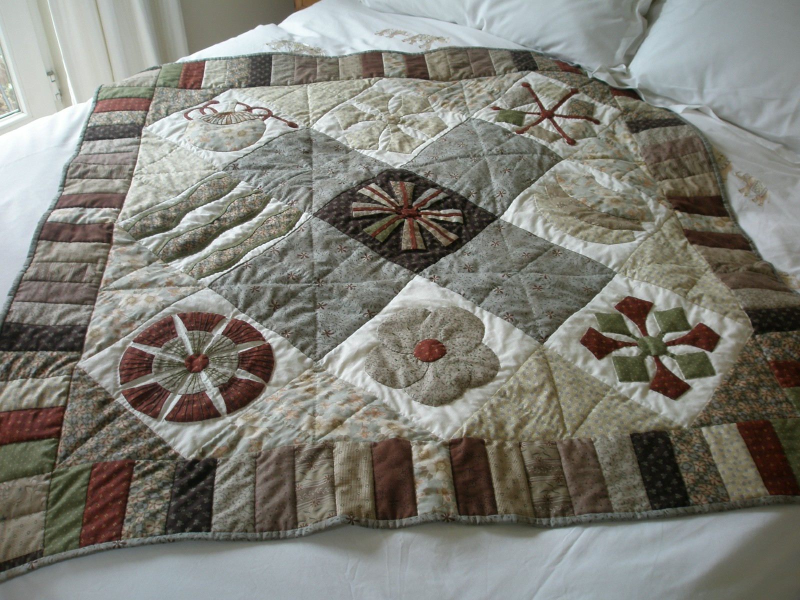 sashiko and other stitching Japanese Quilt Blocks & Taupes sampler quilts