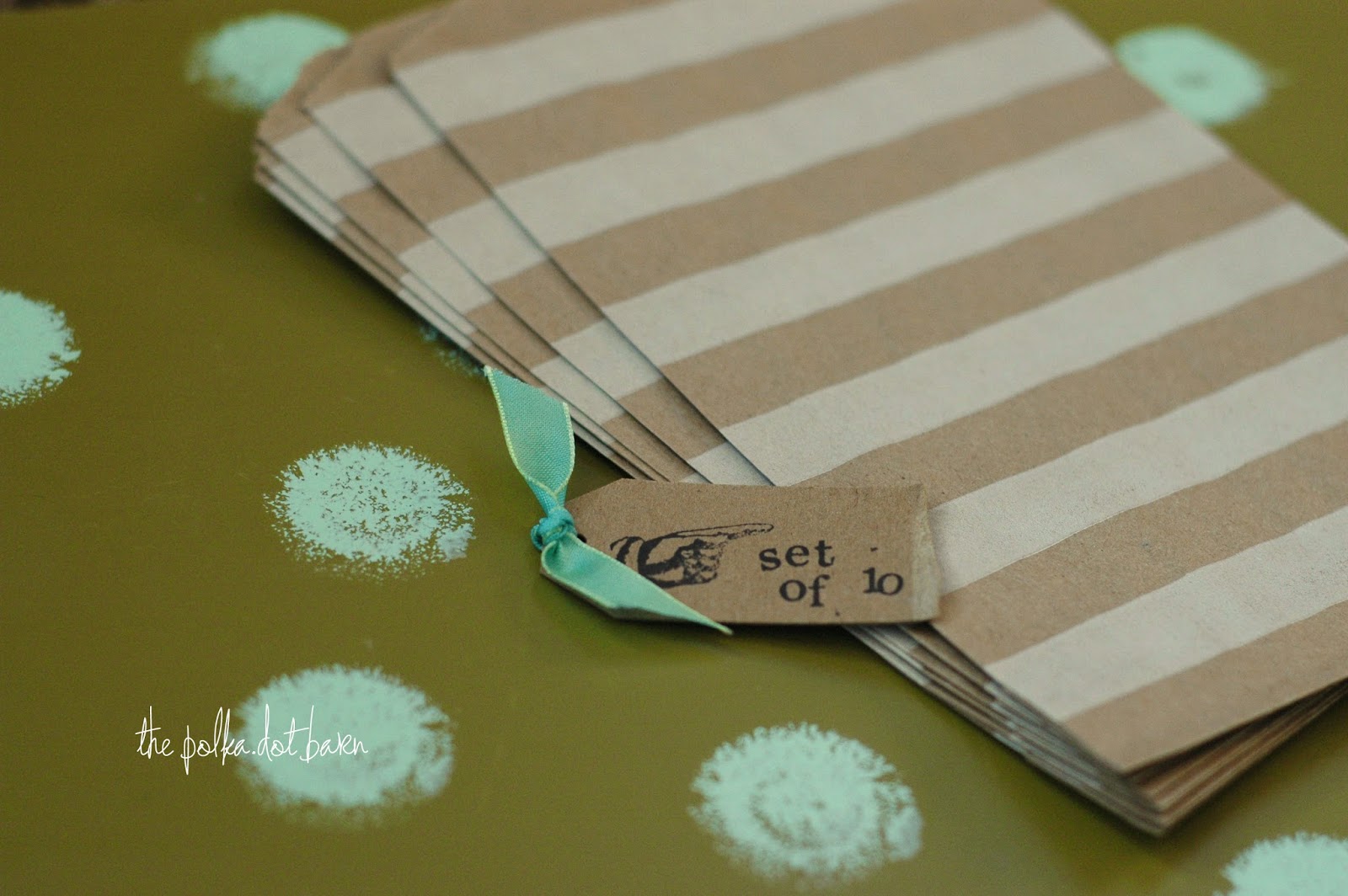 the polka dot barn kraft striped paper bags