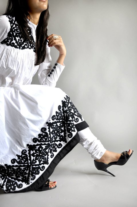 black and white pakistani dress