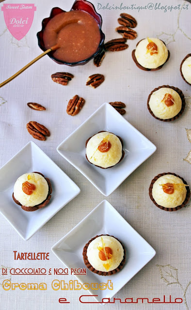 Tartellette al cioccolato con caramello e creme chiboust