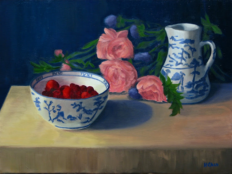 "Strawberries and Roses" - 12 x 16