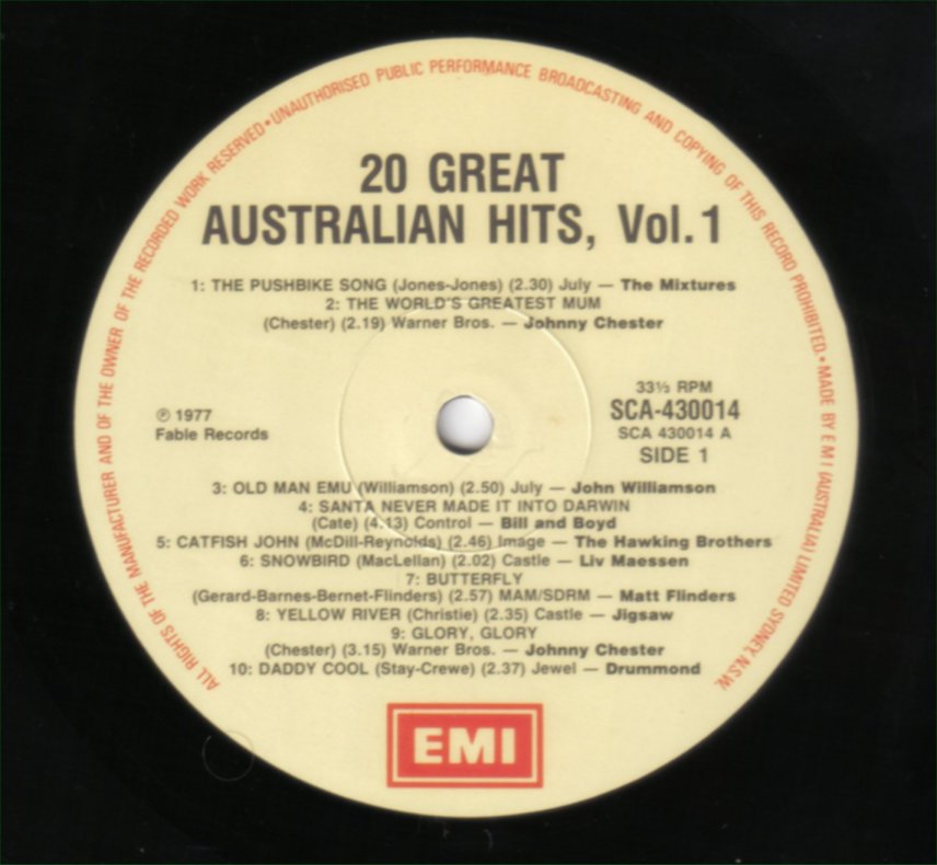 Rock On Vinyl Various Artists 20 Great Australian Hits Vol 1. (1977)