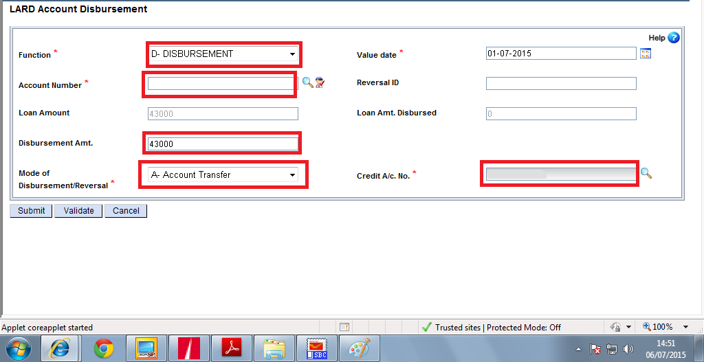RD Loan Amount Disbursement in DOP Finacle PO TOOLS