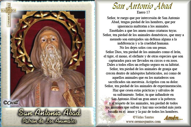 Rincón de la Oración Estampas Oraciones a San Antonio Abad
