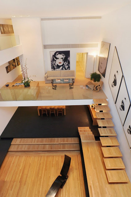 Photo of incredible townhouse interiors as see from the roof above the living area
