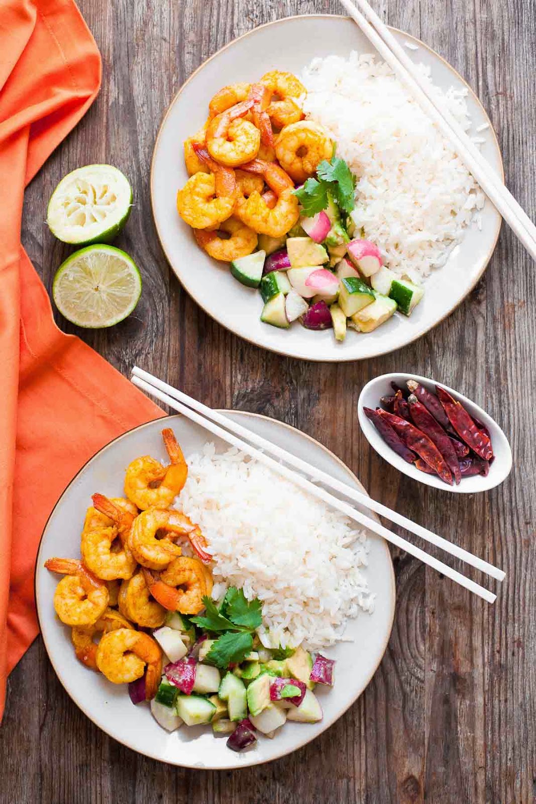 Burmese Chile Prawns with Cucumber & Avocado Salad--Easy, 30-minute paleo meal | acalculatedwhisk.com