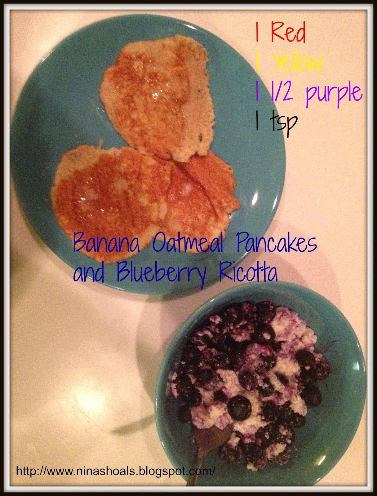 Fit Warrior 21 day fix approved Oatmeal banana pancakes with blueberry