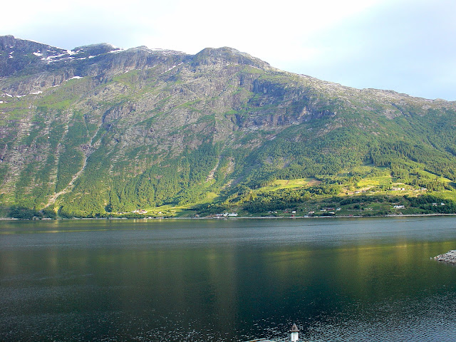 A view of the Hardangerfjord from the Hotel Ullensvang in Lofthus, Norway.