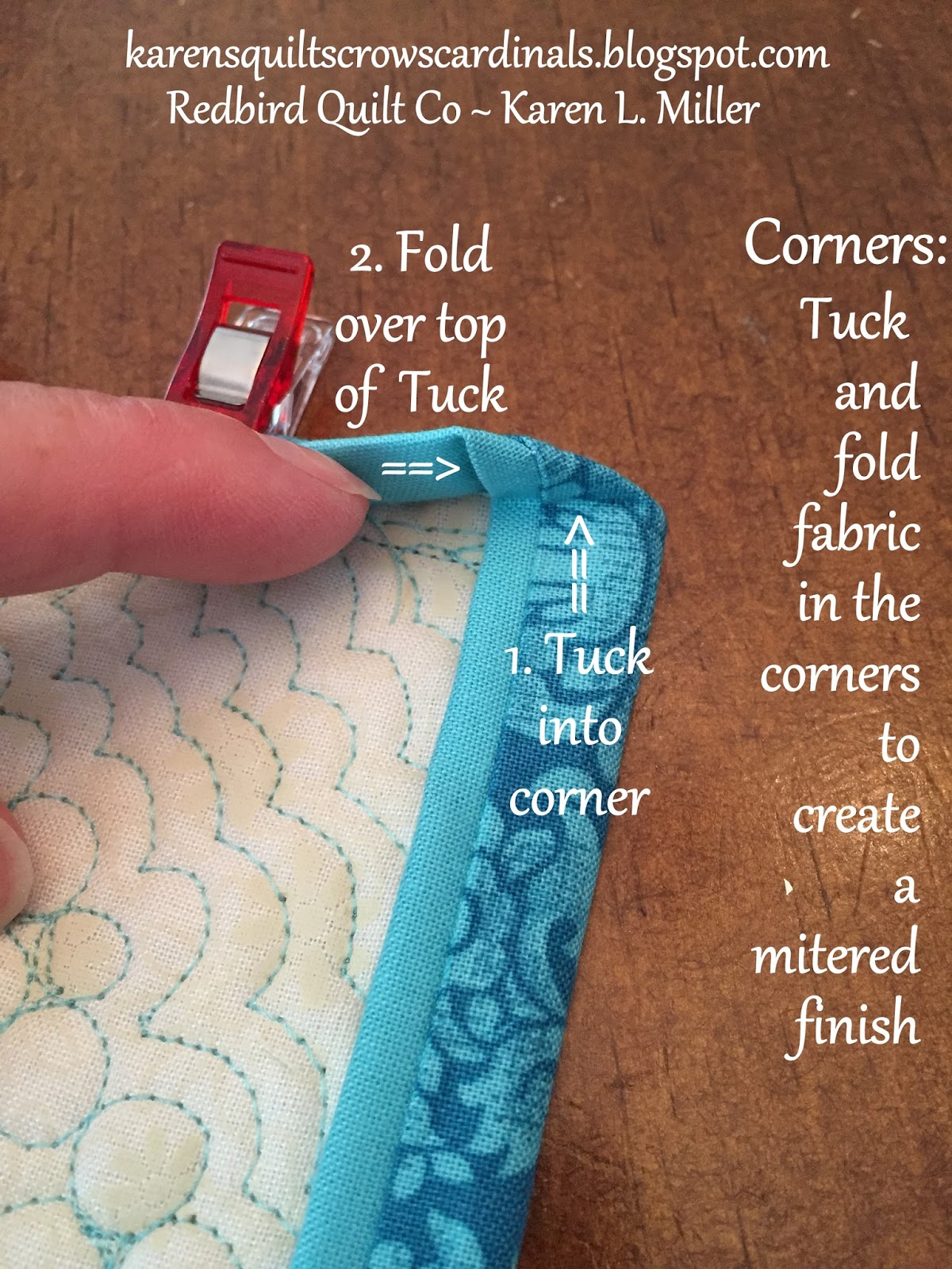 Karen's Quilts, Crows and Cardinals Tutorial Mitered and Flanged