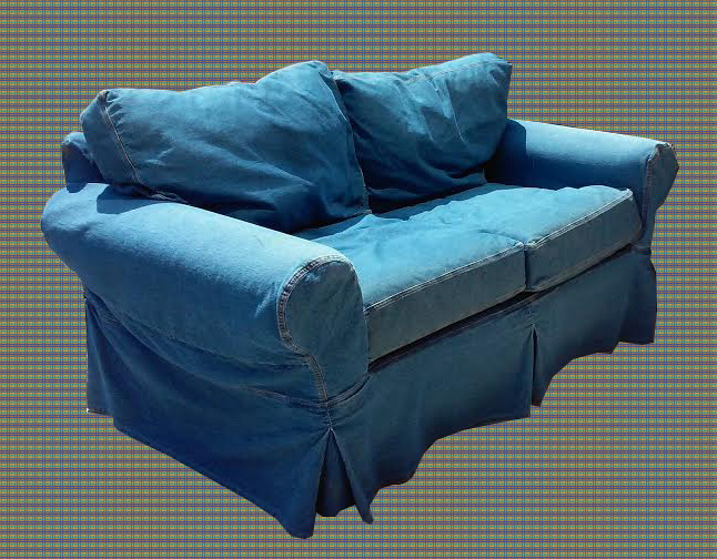 Uhuru Furniture & Collectibles Sofa w/ Skirted Denim Slipcover 95