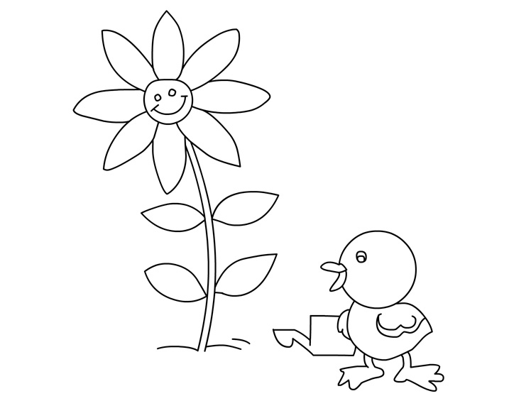 Coloring Pages Online: Baby chicken cute animal coloring sheet for kids  drawing and printing