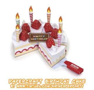 Papercraft imprimible y armable de una Tarta de cumpleaños / Birthday cake. Manualidades a Raudales.