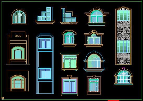 بلوكات اوتوكاد نوافذ أبواب شورف Bloc autocad interfaces dwg خربشات مهندس