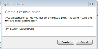 Create a system restore point in windows 7 and 8 - a little box