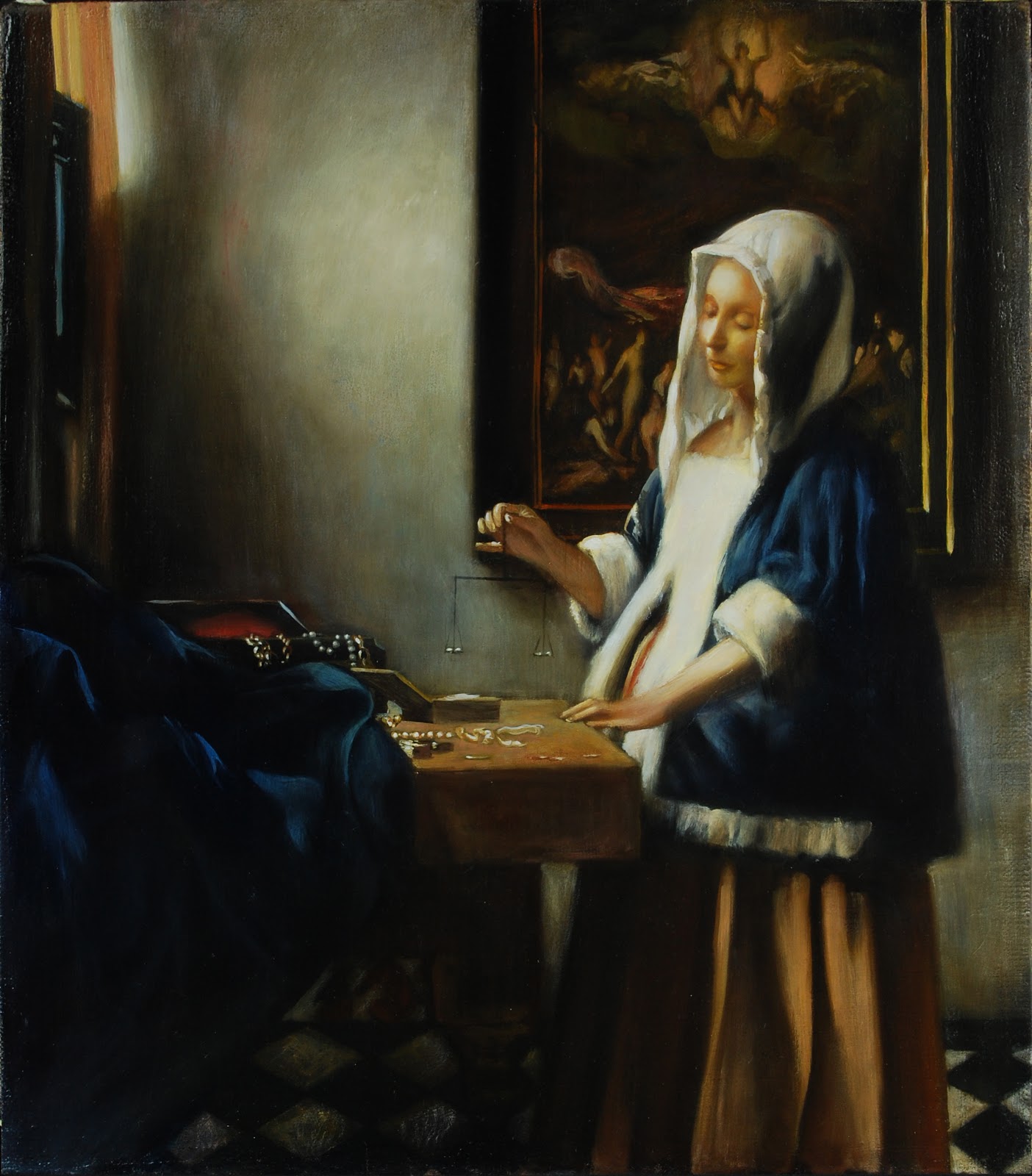 obrazy na zamówienie Kobieta ważąca perły Johannes Vermeer