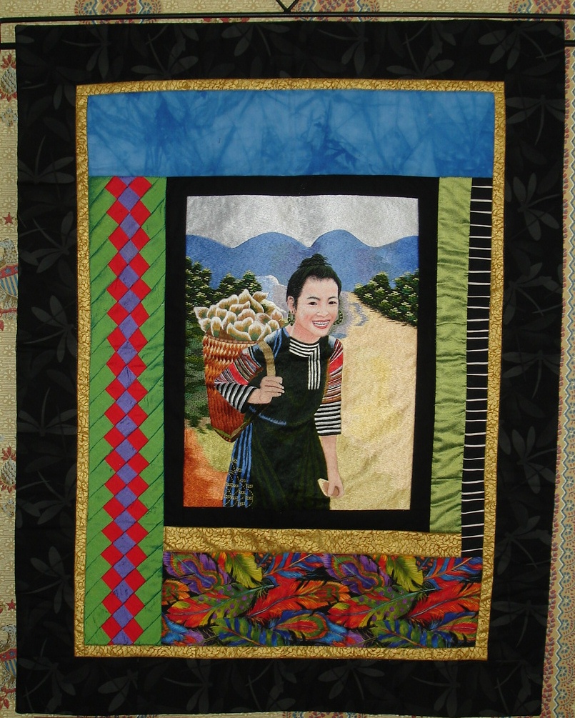 Priscilla Kibbee Vietnamese Embroidery Wall Hanging Hmong Girl