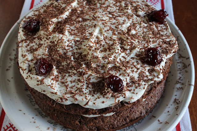 Black Forest Gateau cake baking chocolate cherries cream