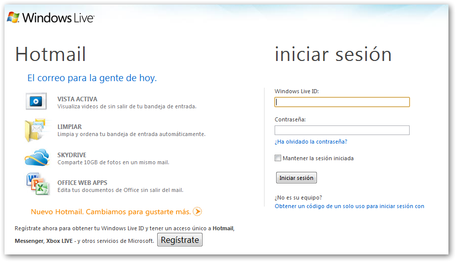 Registrase en hotmail en español