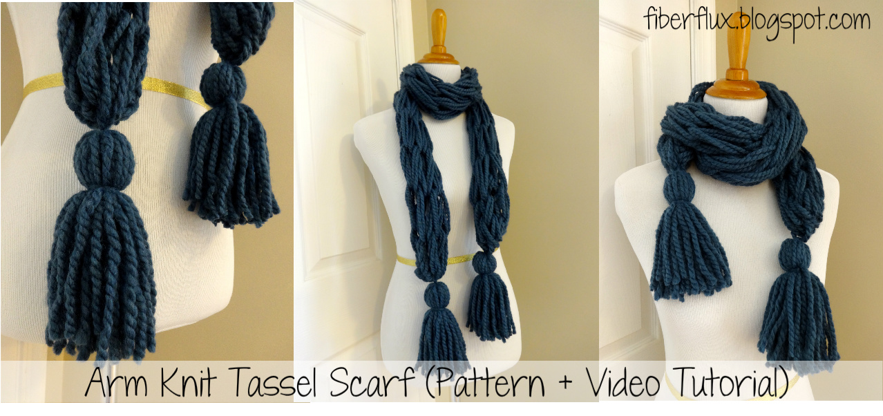 Fiber Flux Free Knitting Pattern...Arm Knit Tassel Scarf!