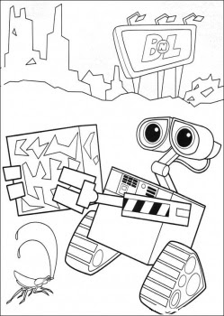 Disney Cartoons Coloring Pages : Walle Robot and Cockroach | Kids