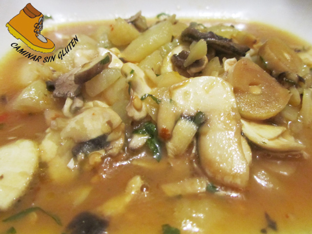 CAMINAR SIN GLUTEN: GUARNICION DE CHAMPIÑON Y PATATA #SINGLUTEN