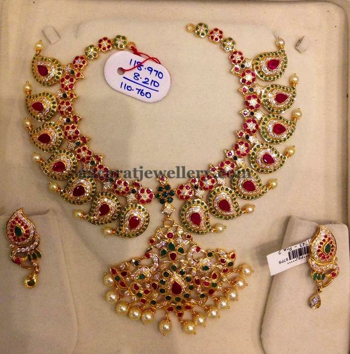 Floral Mango Set 118gms Jewellery Designs