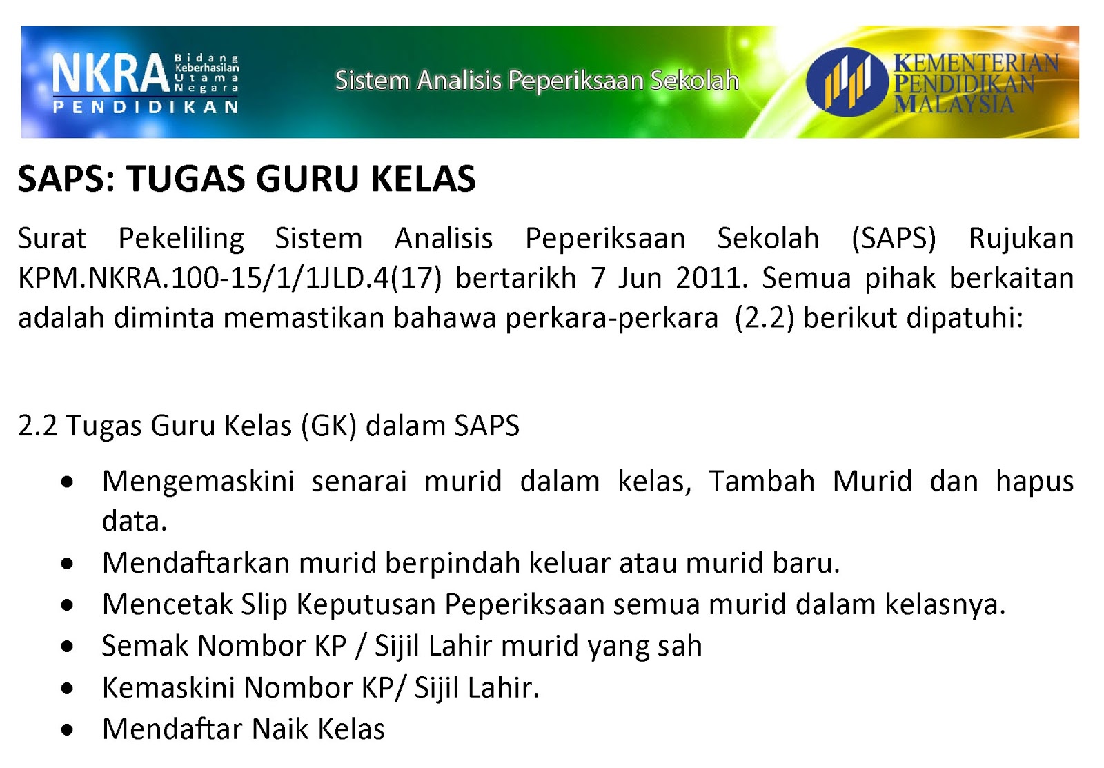 Saps nkra kpm