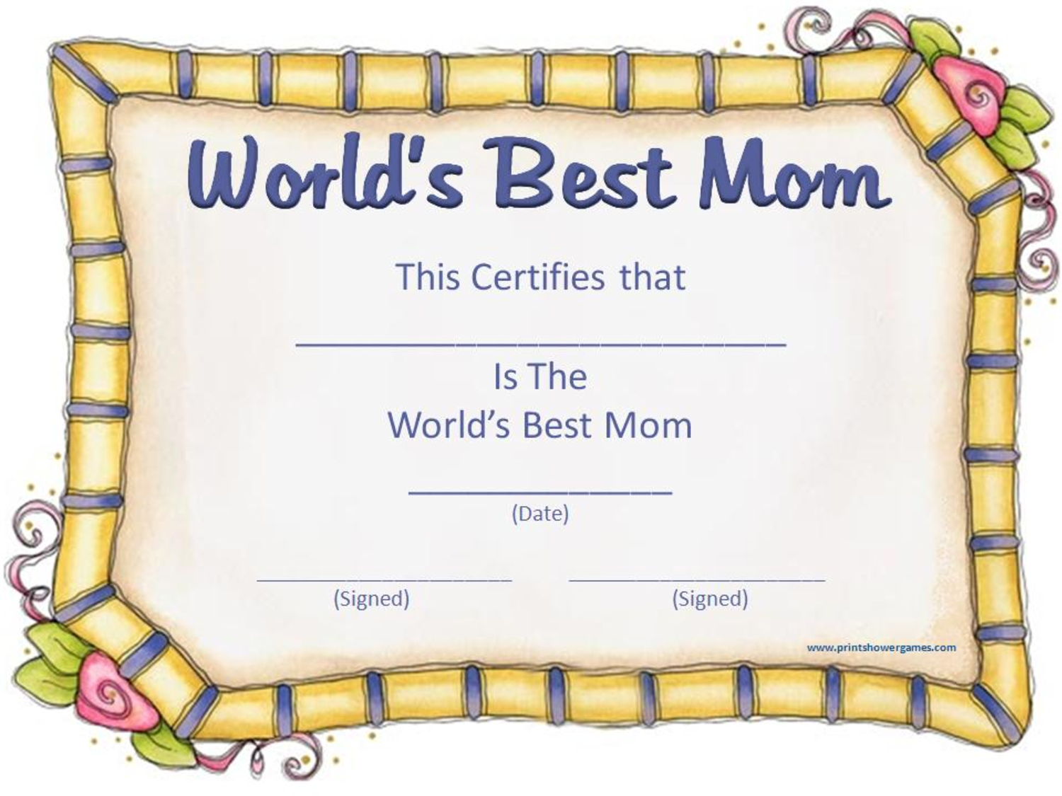 Mother's Day Certificates Let's Celebrate!
