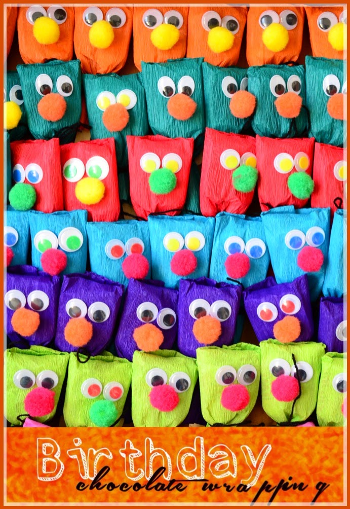 Practical Mom Chocolates Wrapped as Puppets, for my Tiny Tot's 3rd