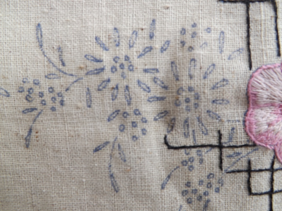 Yesteryear Embroideries Unembroidered linens, lying underneath and in