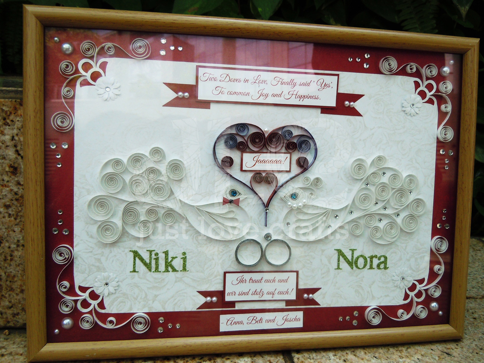 Just Love Crafts A Very Special project Framed Card for a Wedding!!