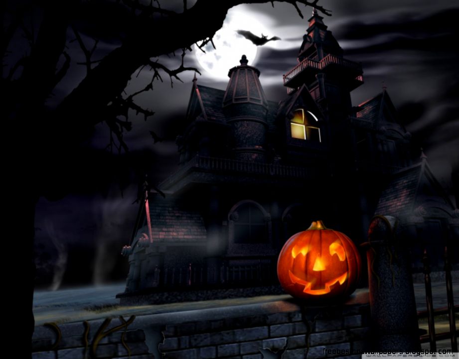 Spooky House Bats Pumpkin Full Moon Hallowmas Halloween HD desktop Spooky House Bats Pumpkin Full Moon Hallowmas Halloween HD desktop