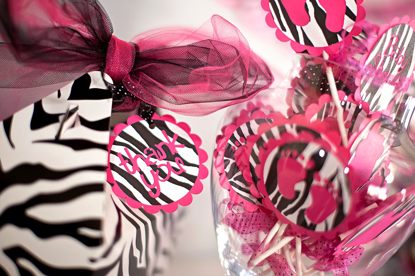 JustBeccuz Pink Zebra Baby Shower Cupcake Toppers