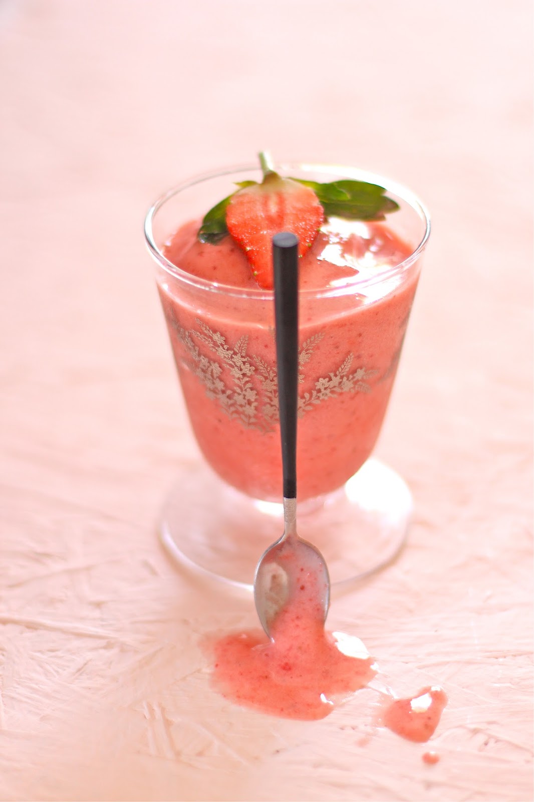 Plateful Strawberry Soft Serve — three ingredient, less than 5minute