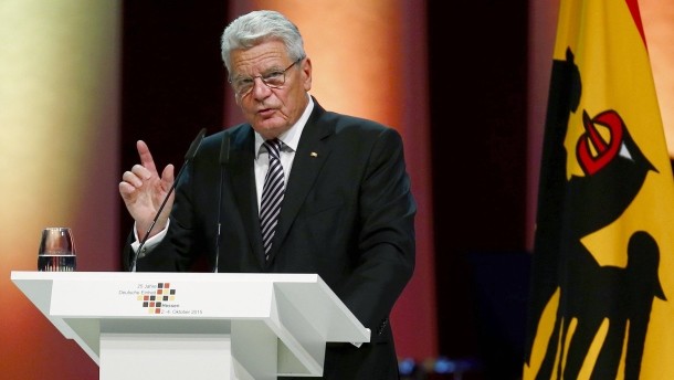 Gauck: Integration der Flüchtlinge schwieriger als deutsche Einheit Bundespräsident Joachim Gauck!