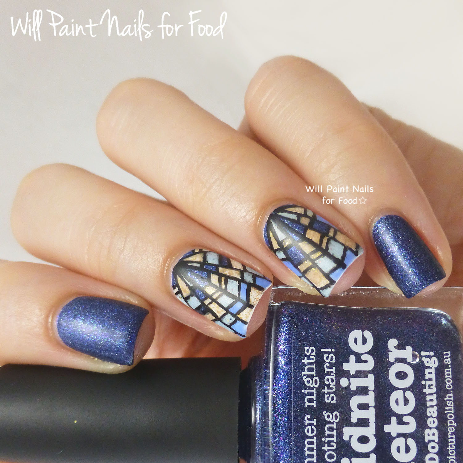 Art Deco stained glass nail art