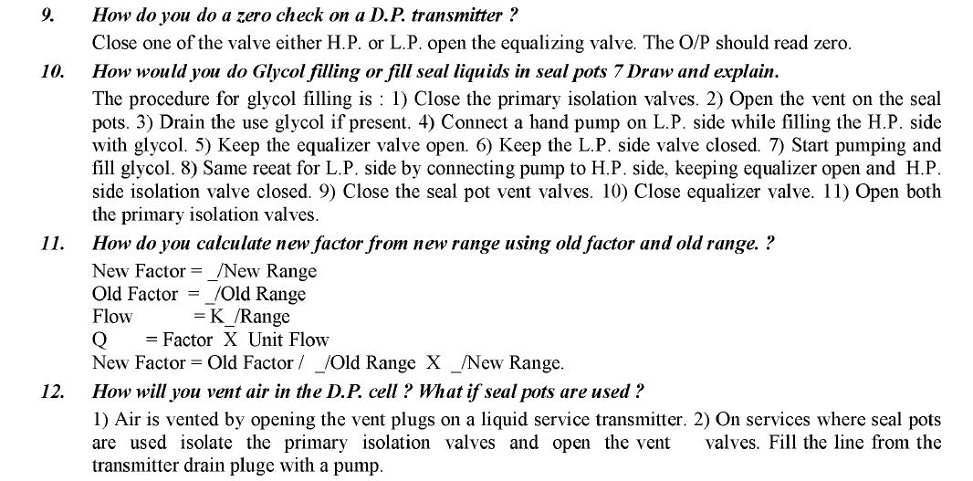 INSTRUMENT TECHNICIANS INSTRUMENT QUESTIONS 5