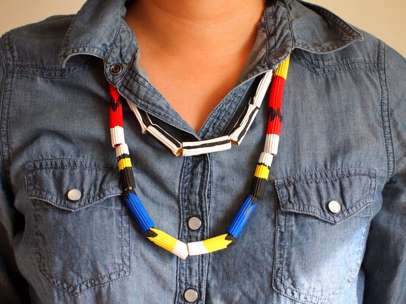 Painting Valentine's Day and African Inspired Pasta Necklaces Pink