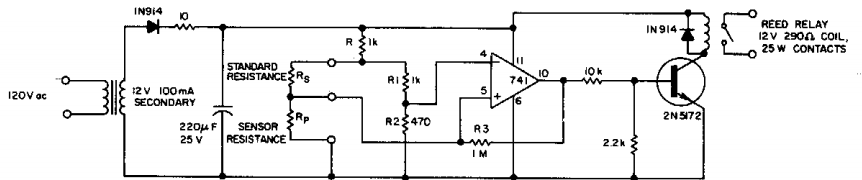 Simple Resistance ratio Detector Circuit Diagram