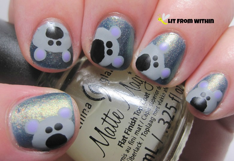 9. Bear Nail Art with Glitter Accents - wide 2