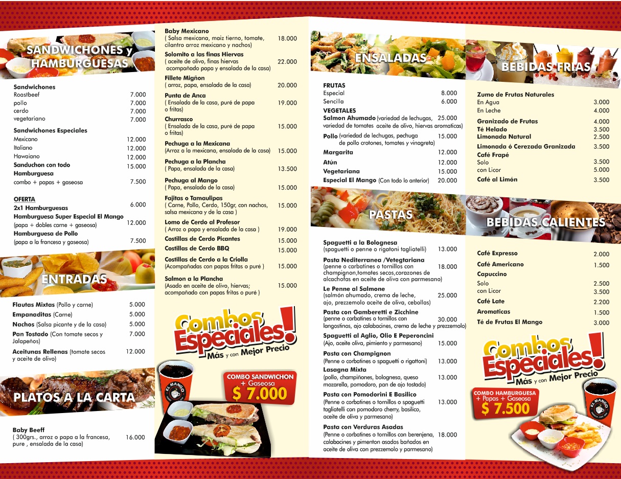 EL MANGO BOSQUE LARGO Cafe Parrilla Bar CARTA MENU