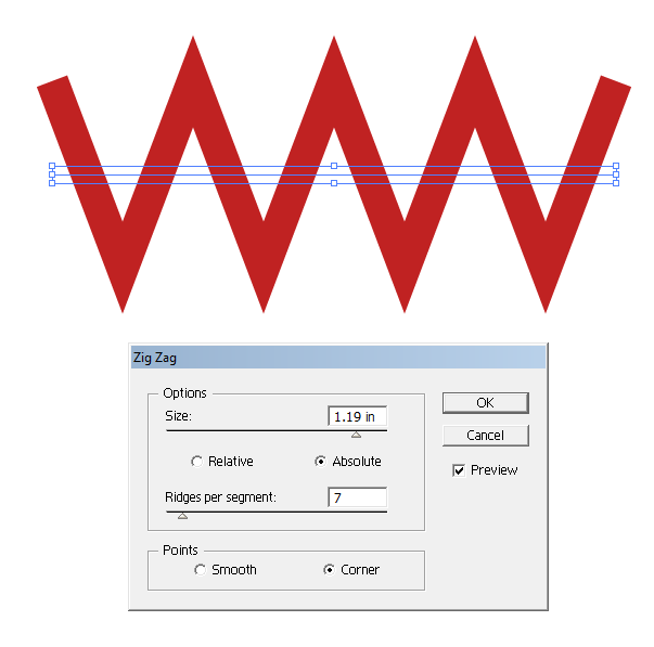 Create Frankly Zig zags in Illustrator