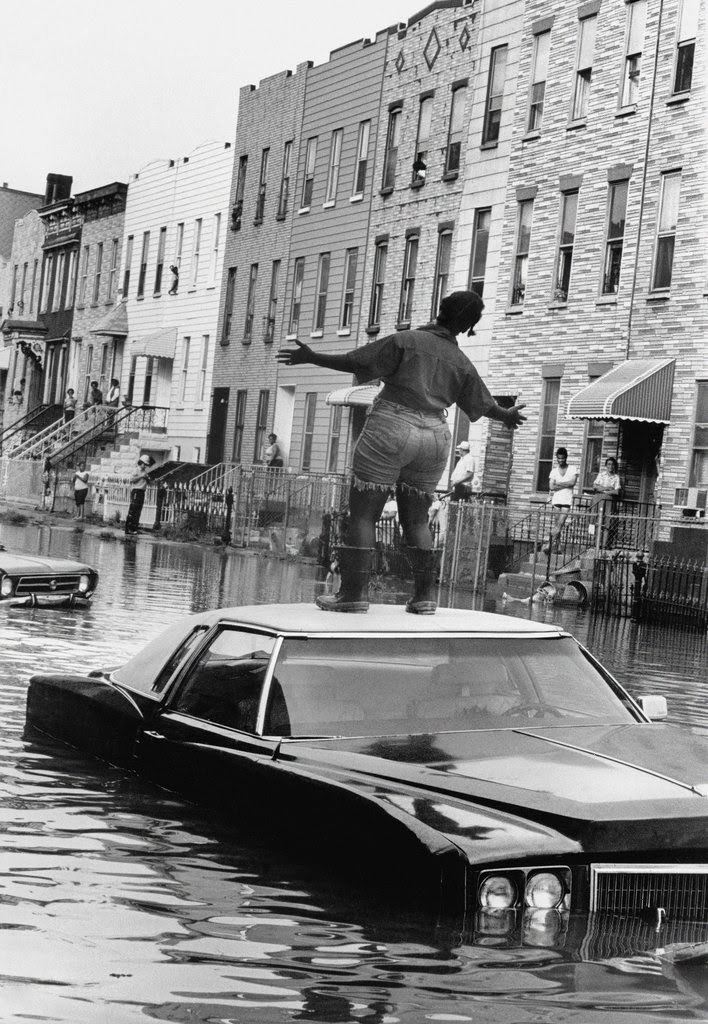 A water main break in Bushwick, Brooklyn, 1978 vintage everyday