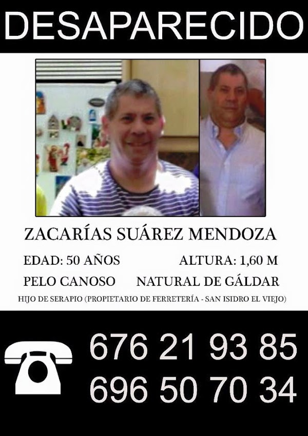 Un hombre de Gáldar desaparecido desde el 17 mayo Un hombre de Gáldar desaparecido desde el 17 mayo