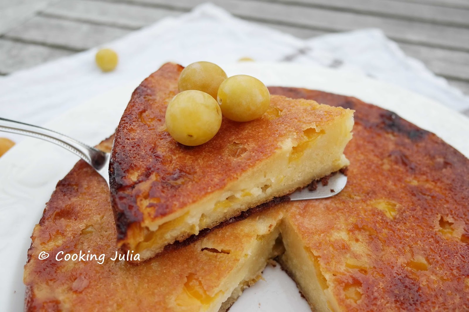 COOKING JULIA  MOELLEUX AUX MIRABELLES ET MASCARPONE