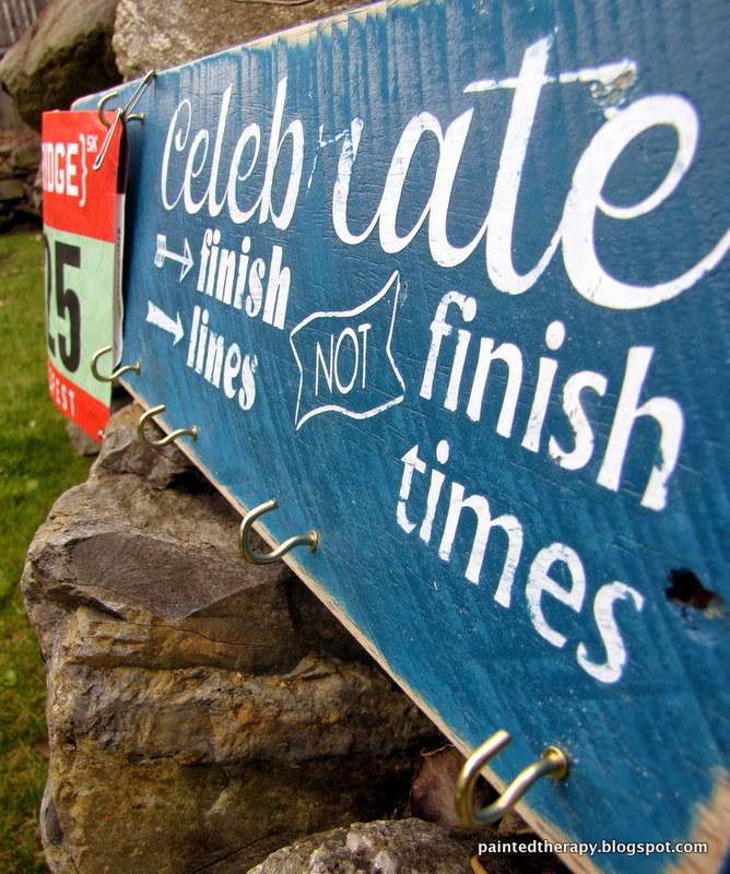 Painted Therapy Racing Bib holder on reclaimed wood