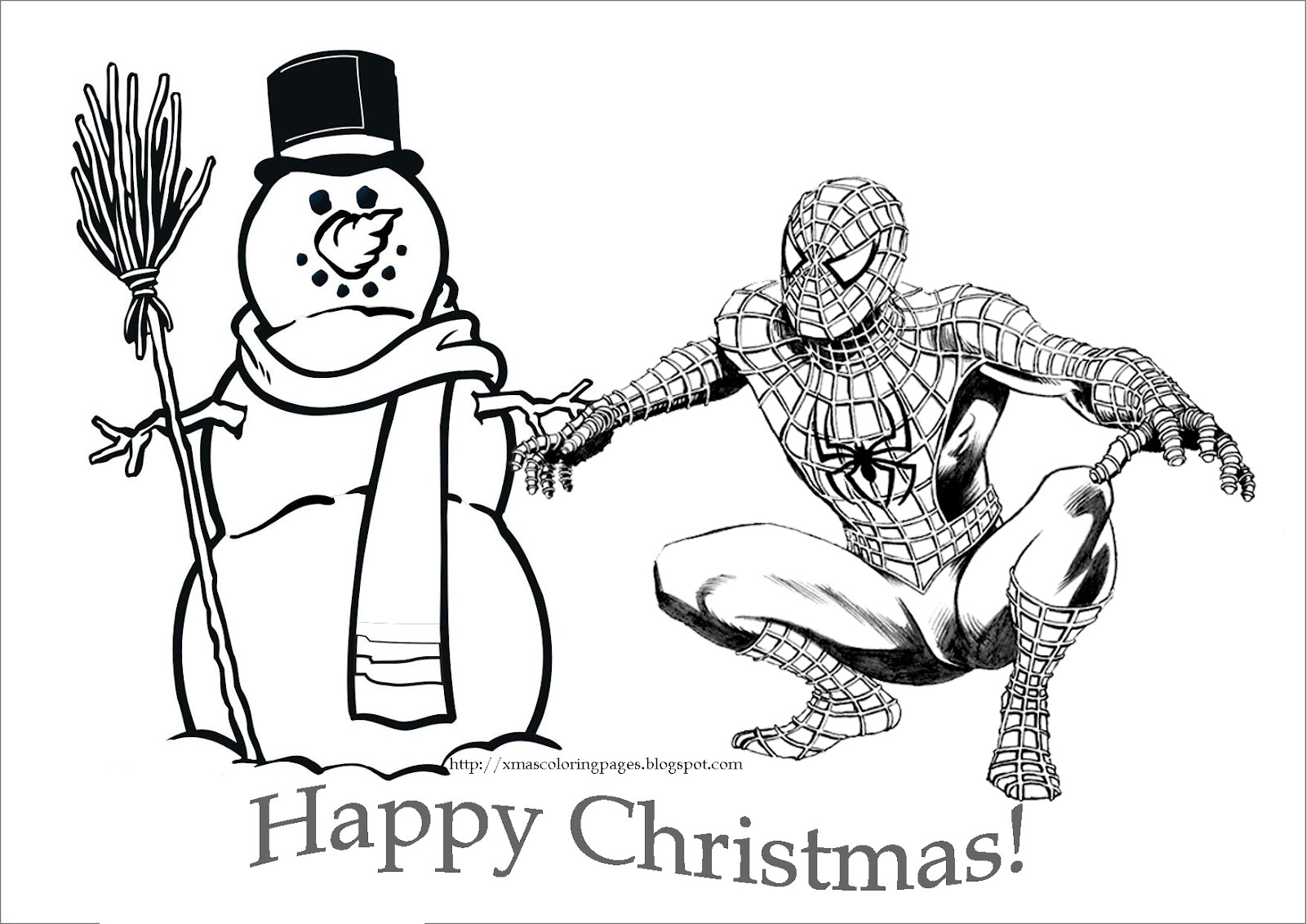 SPIDERMAN COLORING: SPIDERMAN CHRISTMAS COLORING PAGE