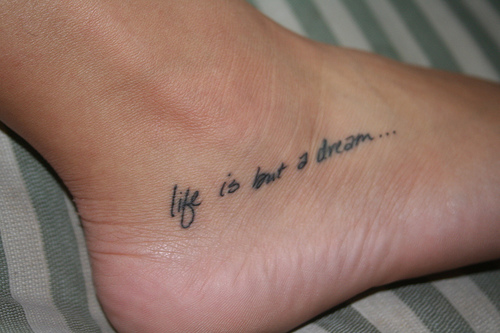 tattoos of quotes on feet. Quotes Tattoo on the side of