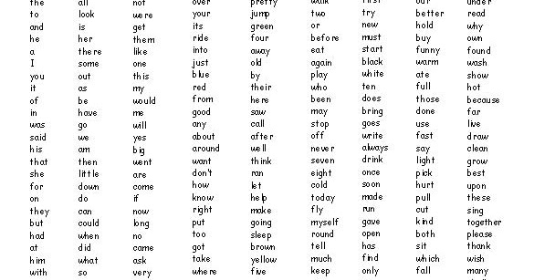 Classroom Freebies: Dolch Word List Ordered by Frequency of Use