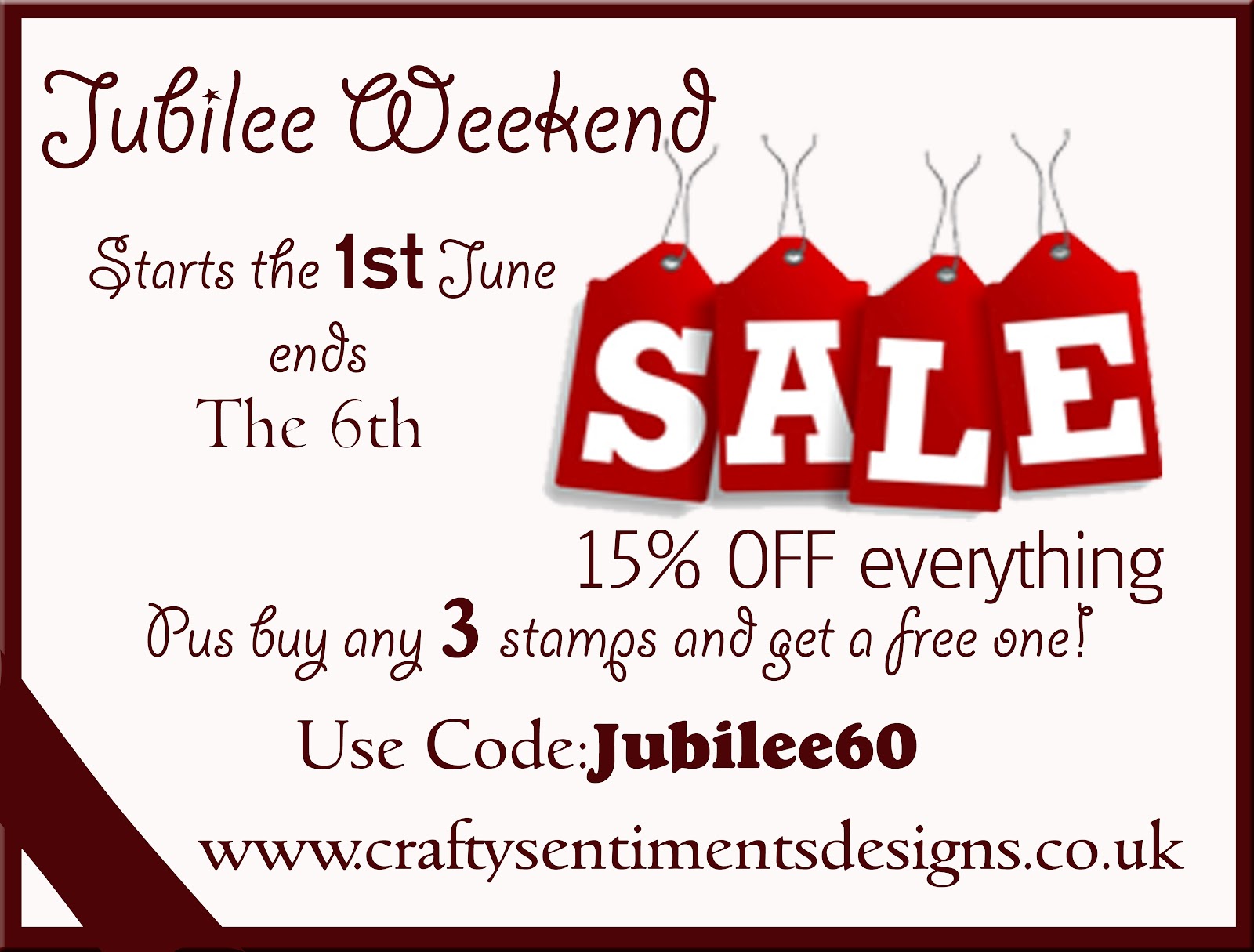 to Crafty Sentiments Designs Jubilee Sale Starts tomorrow